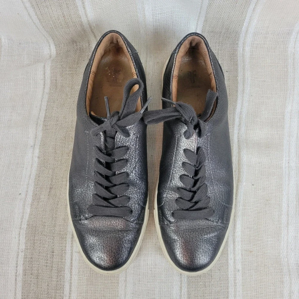 Frye Ivy Low Lace Pewter Sneakers Gray Size 8M Tennis Shoes